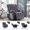 Electric Power Lift Recliner Chair Sofa With Massage And Heat For Elderly 2 Side Pockets USB Ports Single Recliner Chairs For Living Room Overstuffed Breathable Fabric Reclining