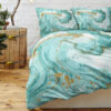 Chic Girly Marble Duvet Cover Mint Gold Glitter Turquoise Bedding Comforter Set Abstract Aqua Teel Blue Duvet Cover