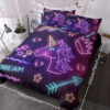 Star Bedding Neon  Pattern 3 Piece Black Duvet Cover Set