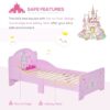 HOMCOM Kids Bed Princess Castle Theme W Side Rails Slats Home Furniture For 3 - 6 Yrs Pink 143 X 73 X 60 Cm