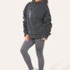 Oversized Ruched Sleeves Hoodie With Satin Ribbon