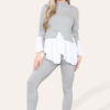 Ribbed Lounge Wear Flared Shirt And Leggings Co-Ord Set