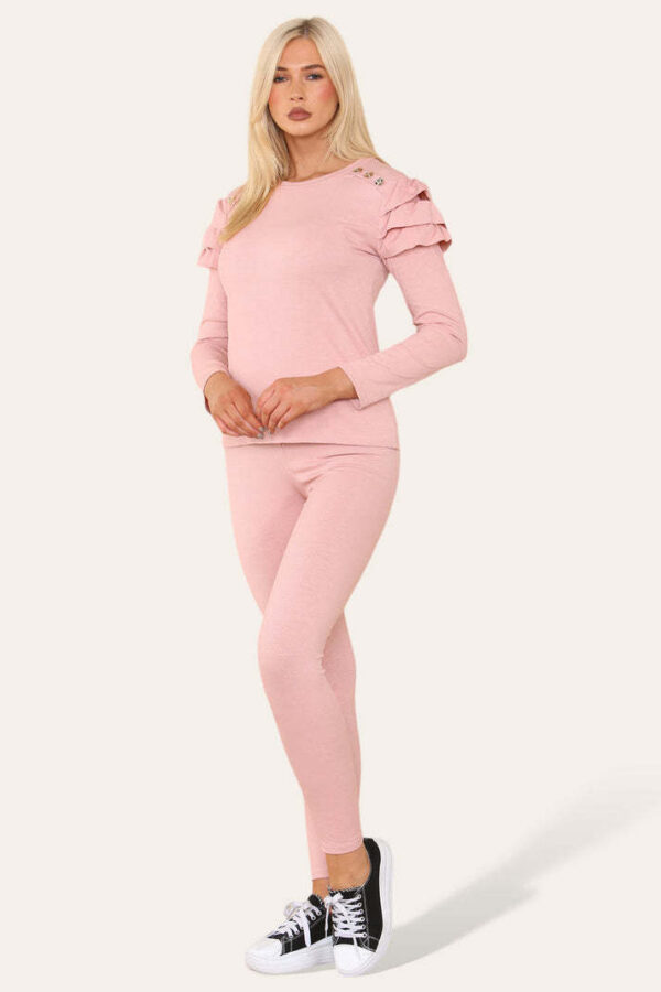 f5edf133-649f-40da-b586-fbee15afe964.jpg Frilled Sleeves Set Shoulder Golden Button Lounge Wear Suit