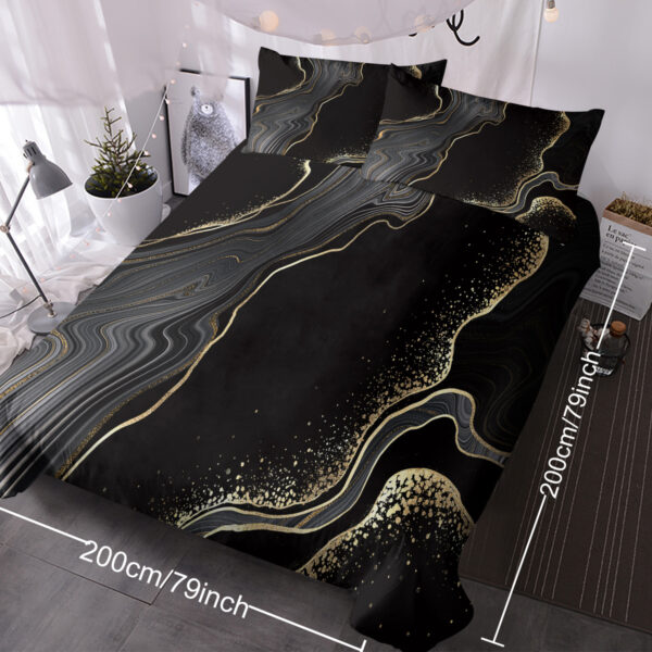Black Gold Grey Marble Bedding Watercolor Marble Duvet Cover Set Abstract Chic Printed Design Quilt Cover Single 1 Duvet Cover 2 Pillowcases