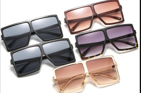 Oversized Square Flat Top Women Very Lrge Ladies Fashion Sunglasses Shade UV400--black-framed Mercury Tablet
