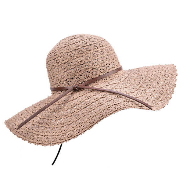 Foldable Women Straw Beach Sun Hat Summer Ladies Travel Wide Brim Cap