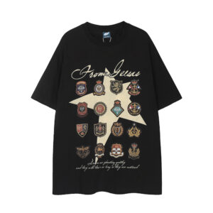 Badge Printed Crew Neck Top Summer Men
