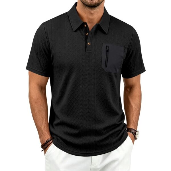 Mens Summer Textured Jacquard Polo Shirt