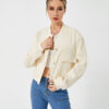 Women's Lightweight Cropped Bomber Jacket Casual Long Sleeve Varsity Jacket With Pocket Fashion Y2k Jacket Streetwear