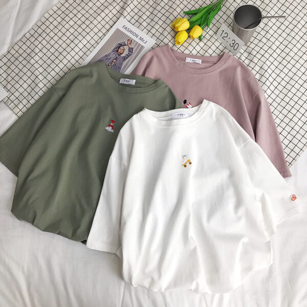 Tiny Embroidered Oversized Pastel Tee