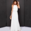 Women  Halter Chiffon Maxi Dress