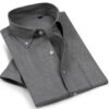 Summer Business Oxford Short-Sleeved Shirt For Men, New Men's Non-Iron Anti-Wrinkle Solid Color Button Collar Men's Short-Sleeved Shirt