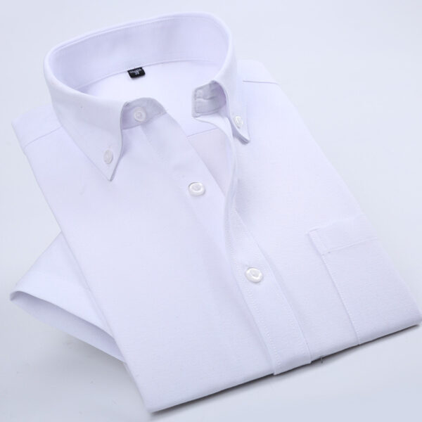 Summer Business Oxford Short-Sleeved Shirt For Men, New Men's Non-Iron Anti-Wrinkle Solid Color Button Collar Men's Short-Sleeved Shirt