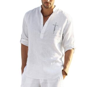 1621751924016.jpg New Casual Cotton And Linen Embroidery Solid Color Long Sleeved Shirt For Men