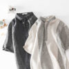 1622530714650.jpg Linen Striped Short Sleeve Shirt Summer Retro Shirt Breathable Linen Linen Cotton Linen Square Collar T-shirt