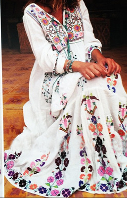 Boho Embroidered Floral Lace-up Maxi Dress