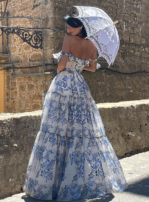 Off-the-shoulder Organza Fairy Long Temperament Dress