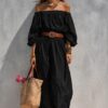 Womens Boat-Neck Sleeveless Casual Cotton-Linen Maxi Dress