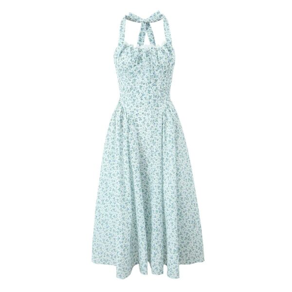 Fashion French Floral Halter Dress Women