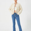Women's Lightweight Cropped Bomber Jacket Casual Long Sleeve Varsity Jacket With Pocket Fashion Y2k Jacket Streetwear