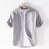 40cce161-b6a0-40bf-8f68-76bc40f121a0.jpg Summer Short Sleeve Linen Shirt For Men