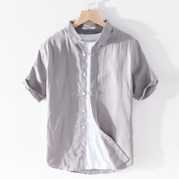 40cce161-b6a0-40bf-8f68-76bc40f121a0.jpg Summer Short Sleeve Linen Shirt For Men