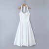 Fashion French Floral Halter Dress Women