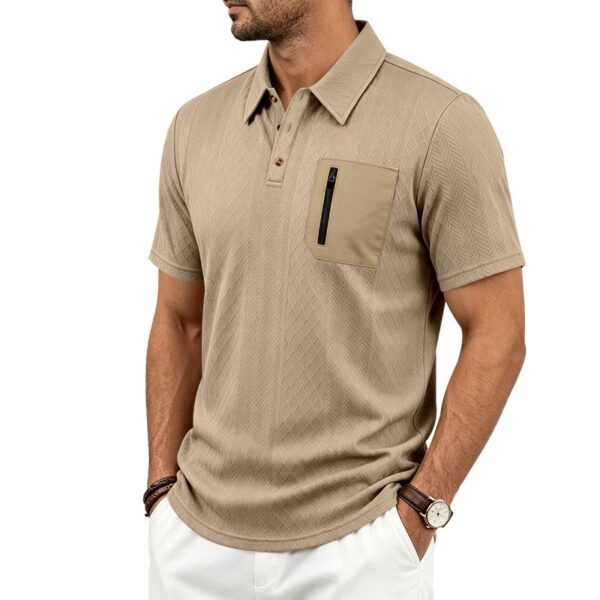 Mens Summer Textured Jacquard Polo Shirt