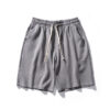 Cotton Line Shorts Men Summer Elastic Waist