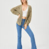 Women's Hollow Out Open Front Knit Lightweight Cardigan