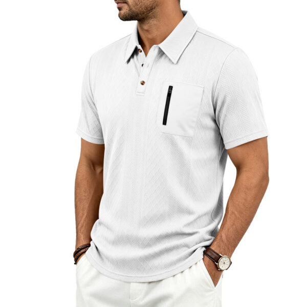 Mens Summer Textured Jacquard Polo Shirt