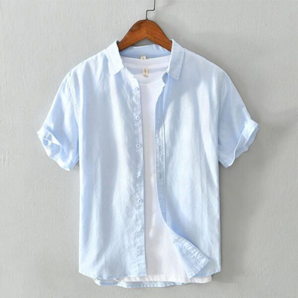 64c5540b-6c30-4a45-8d2e-fbcaab6e3c1e.jpg Summer Short Sleeve Linen Shirt For Men