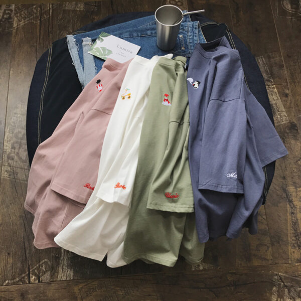 Tiny Embroidered Oversized Pastel Tee