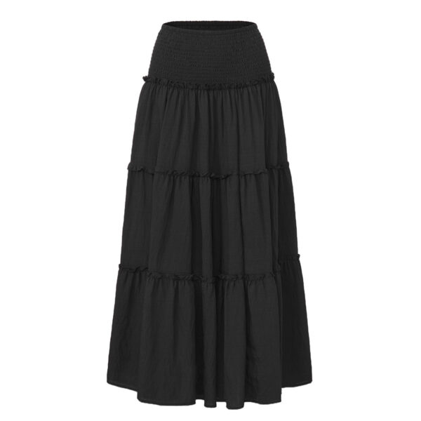 Three Tier Ruffled Cotton Linen Maxi Dress