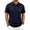 Mens Summer Textured Jacquard Polo Shirt