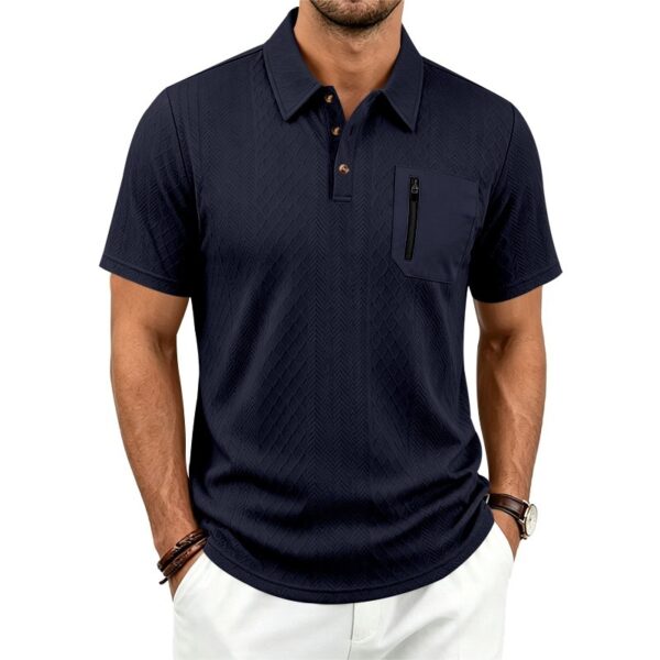 Mens Summer Textured Jacquard Polo Shirt