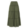 Three Tier Ruffled Cotton Linen Maxi Dress