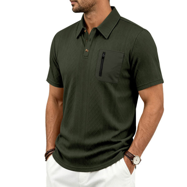Mens Summer Textured Jacquard Polo Shirt