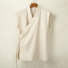 Summer Sleeveless Cardigan Jacket Men Chinese Style V-Neck