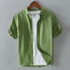 9ec1e7b0-b767-48a8-a62e-25ffe4aead79.jpg Summer Short Sleeve Linen Shirt For Men