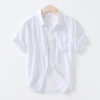 Artistic Simple Cotton And Linen Square Collar Shirt Men