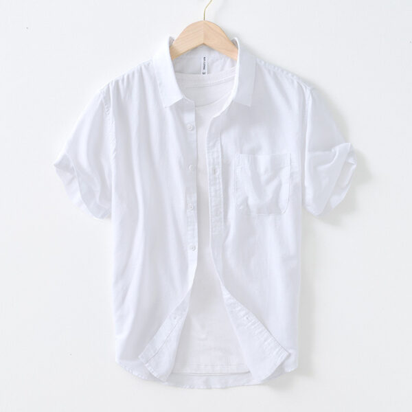 Artistic Simple Cotton And Linen Square Collar Shirt Men