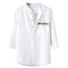 Summer Linen Top  Stand-up Collar Shirt For Men