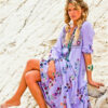 Boho Embroidered Floral Lace-up Maxi Dress