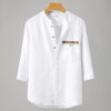 Summer Linen Top  Stand-up Collar Shirt For Men