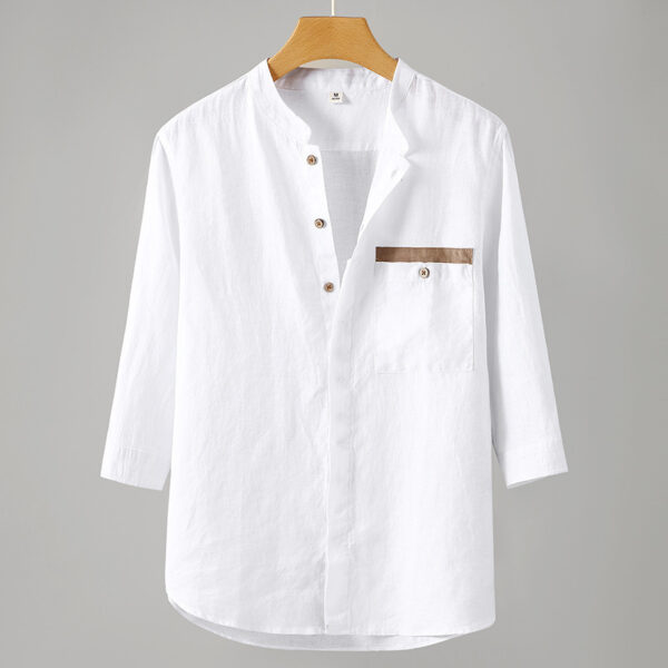 Summer Linen Top  Stand-up Collar Shirt For Men