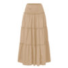Three Tier Ruffled Cotton Linen Maxi Dress