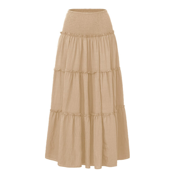 Three Tier Ruffled Cotton Linen Maxi Dress