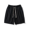 Cotton Line Shorts Men Summer Elastic Waist