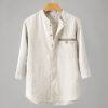 Summer Linen Top  Stand-up Collar Shirt For Men